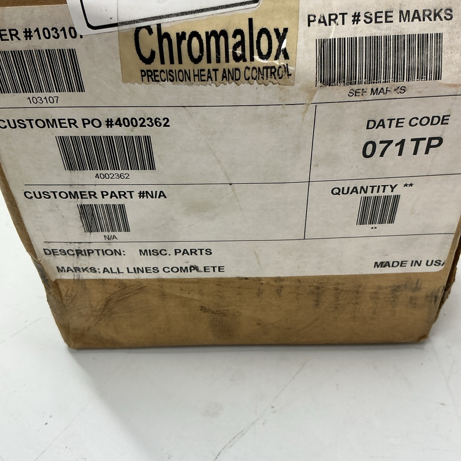 Chromalox 155-554807-519-317SP Flanged Immersion Heater. V-769s