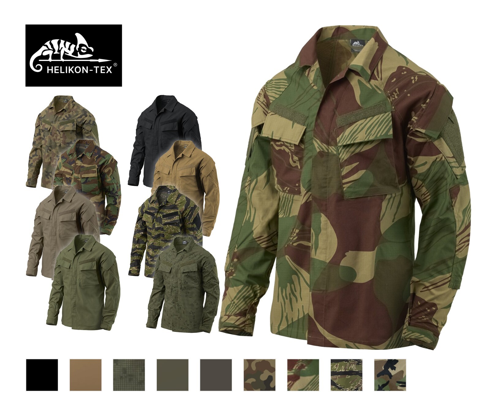 Helikon-Tex RAID Shirt Combat Field Jacket Army DNC Tiger Stripe Rhodesian Camo