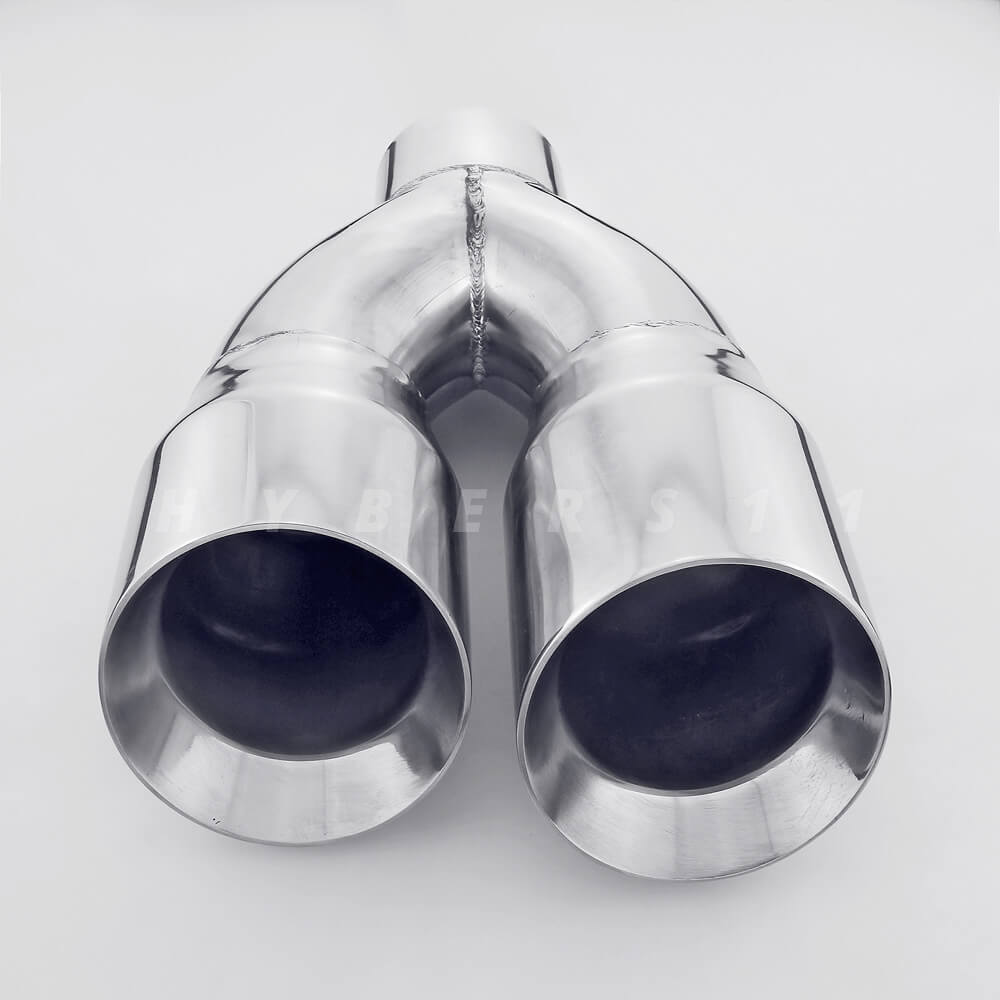 3" inlet QUAD 4" Staggered Out Dual Wall Exhaust Tips for Ford Mustang GT 5.0 V8