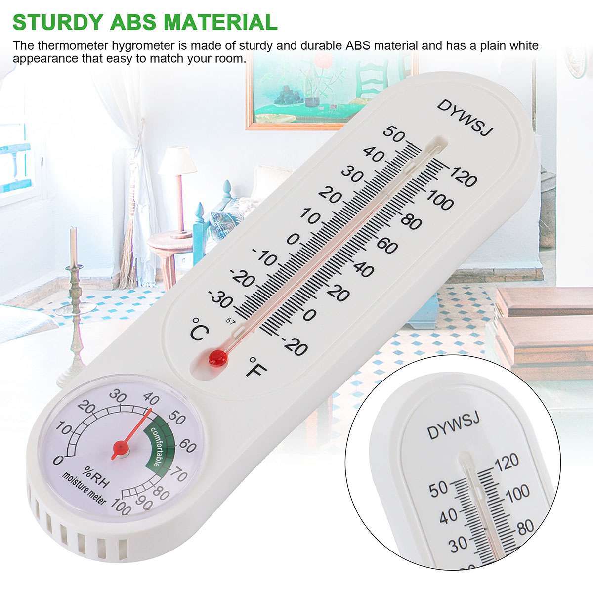 4PCS Wall Thermometer Indoor Outdoor Mount Garden Greenhouse Home Humidity Meter