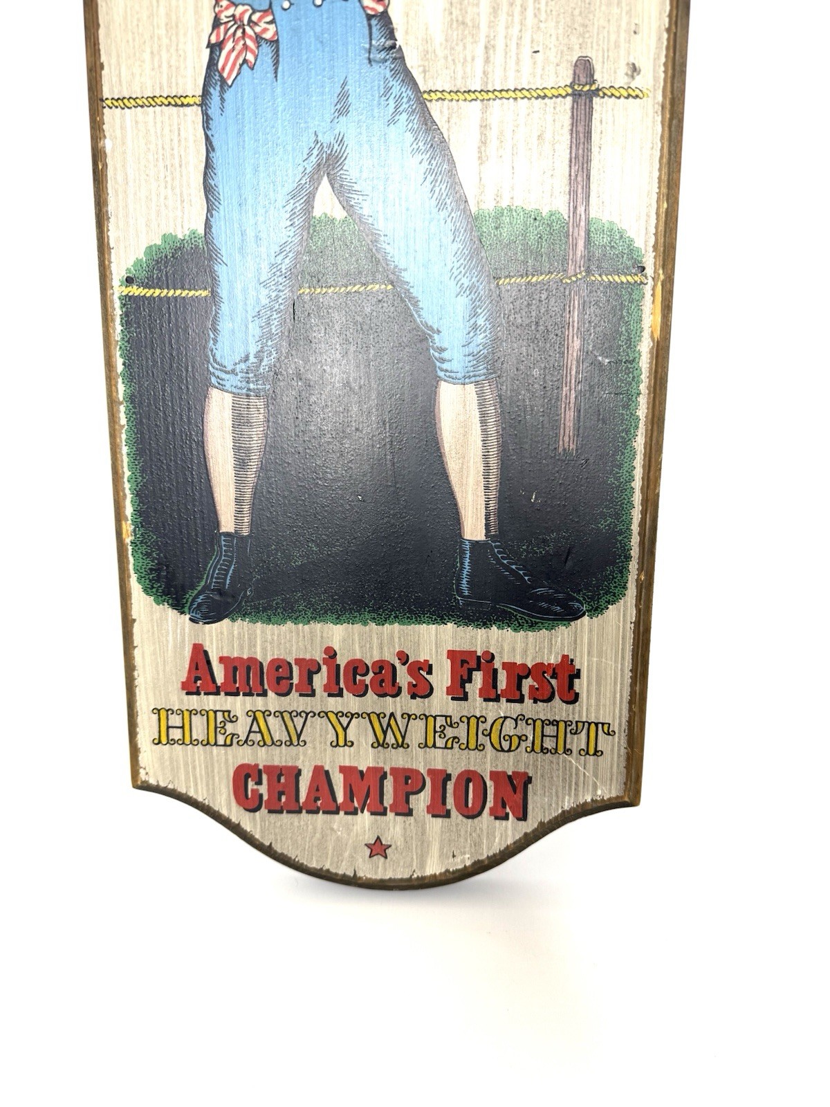Vintage Boxing Tom Hyer Heavyweight Champion Wood Wall Art Plaque 23x10”