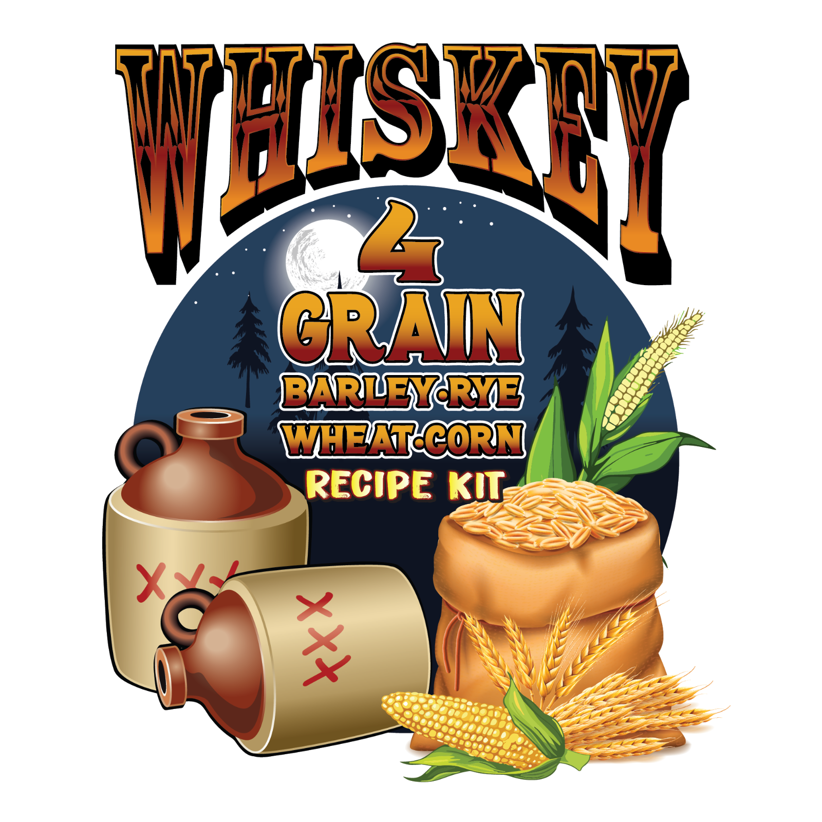 Complete Corn, Barley, Rye and Wheat Whiskey Fermentation Kit - 5 Gallon Mash Re