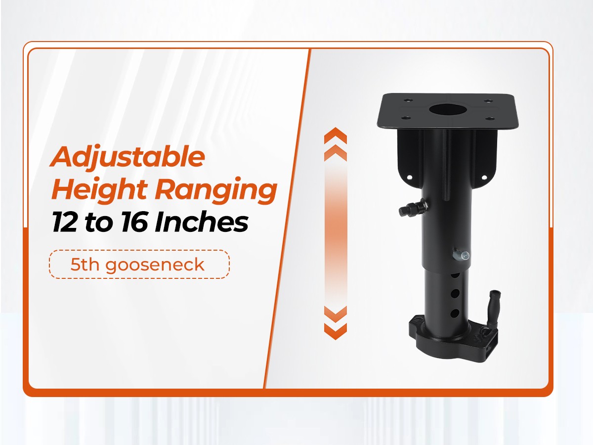 For Camper RV Trailer 12"-17" Fifth (5th) Wheel to Gooseneck Adapter Hitch