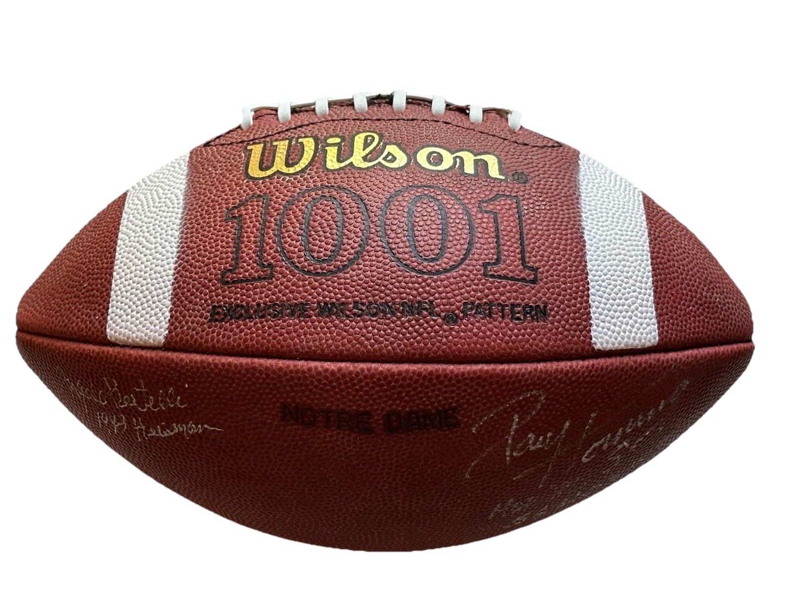 Angelo Bertelli Paul Hornung Signed Wilson Game Issued Football Notre Dame JSA