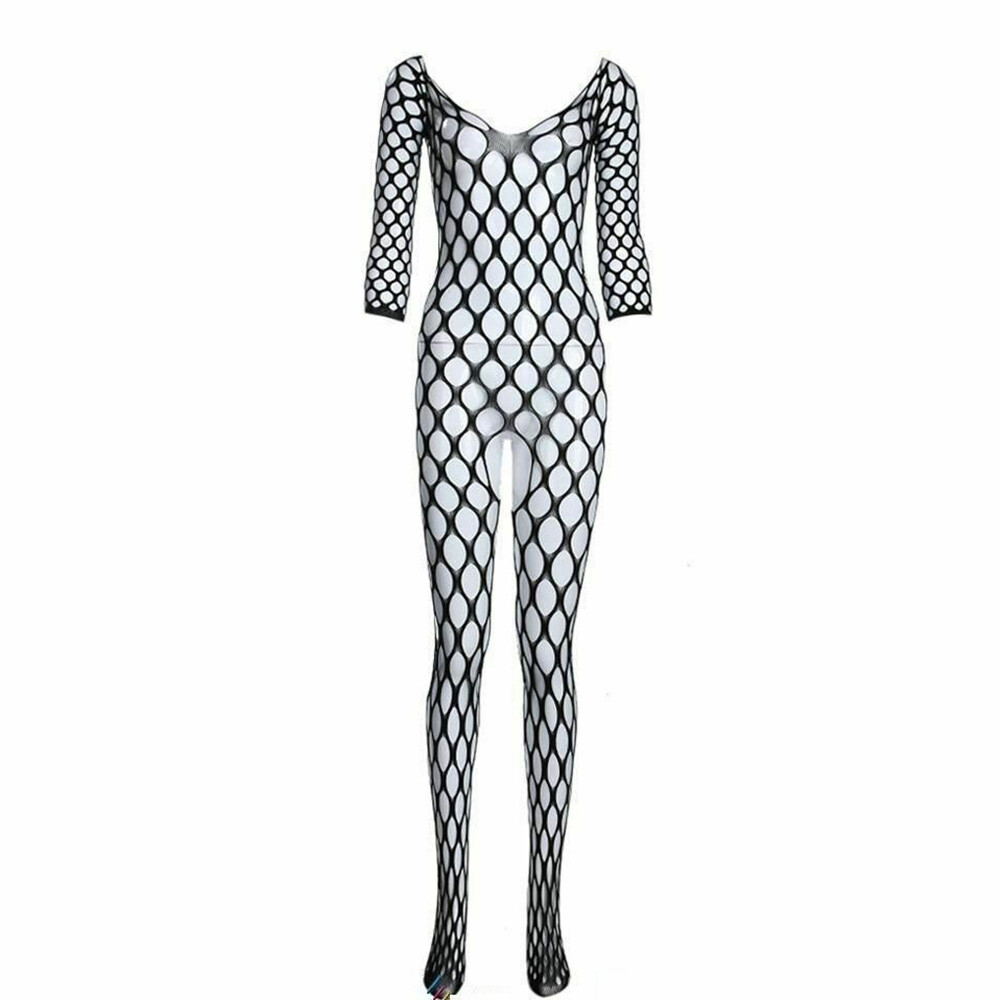 Full Body Lingerie Bodystocking Dress Sexy Fishnet Bodysuit Outfit 8948