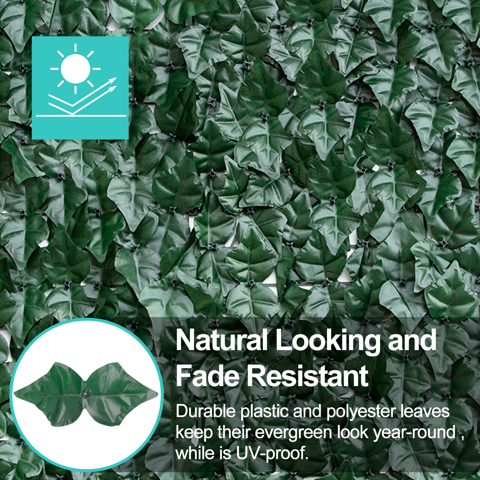 118''x39" Artificial Hedge Ivy Leaf Garden Fence Roll Privacy Screen Wall Cover