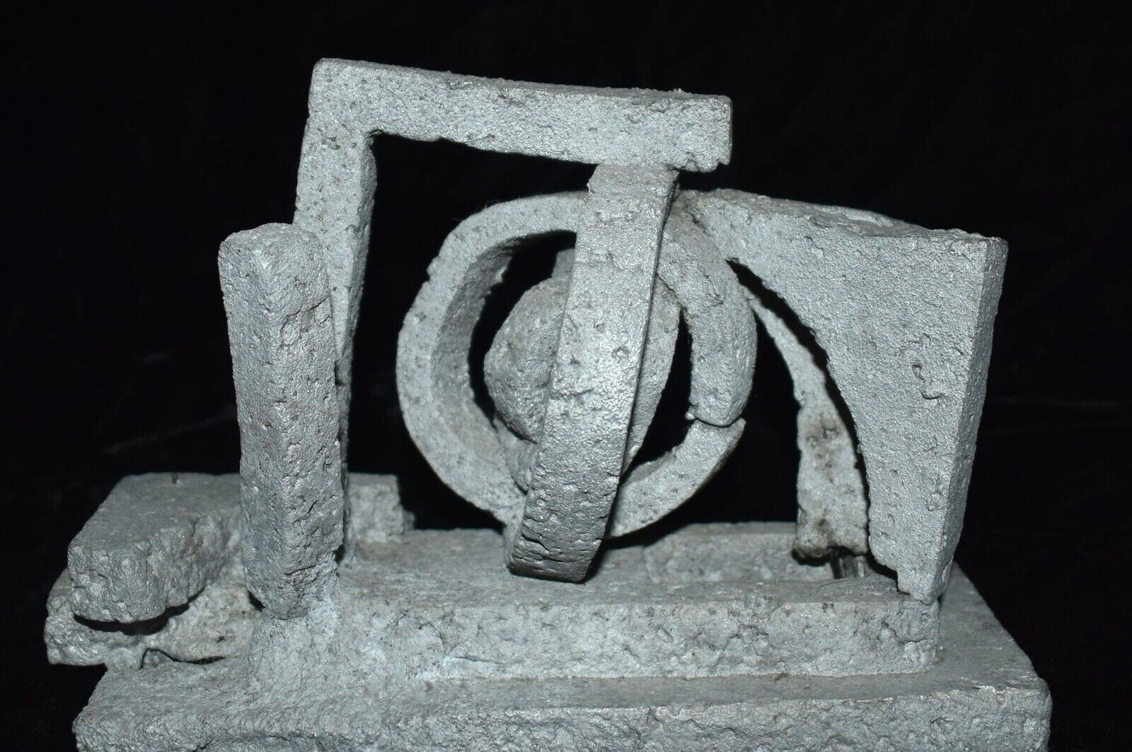 Mid Century Modern Abstract Cement Concrete Art Sculpture Unsigned