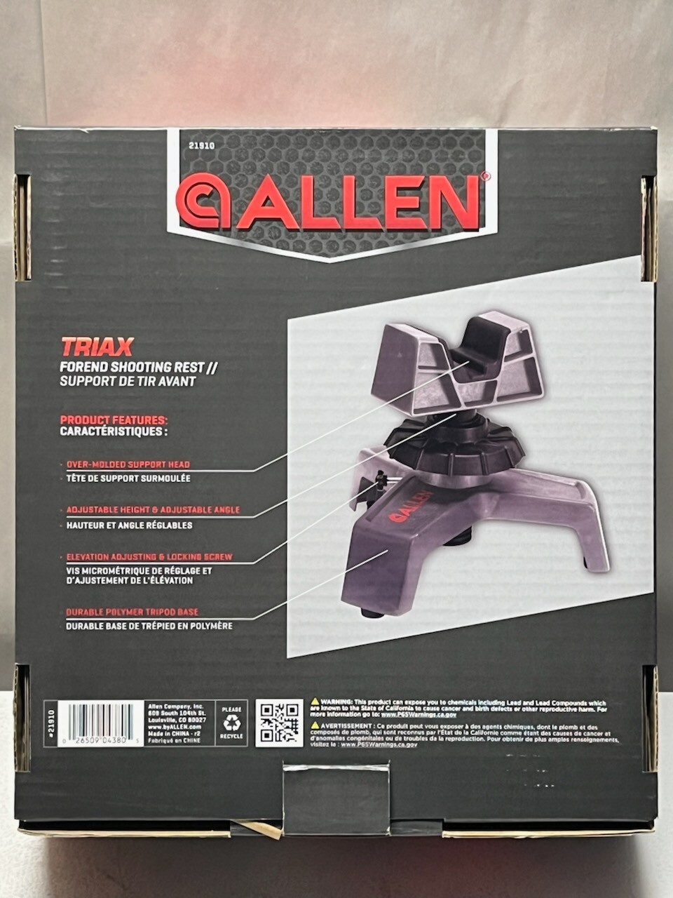 Allen 21910 Triax Forend Shooting Rest,durable,adjustable Height/angle/elevation