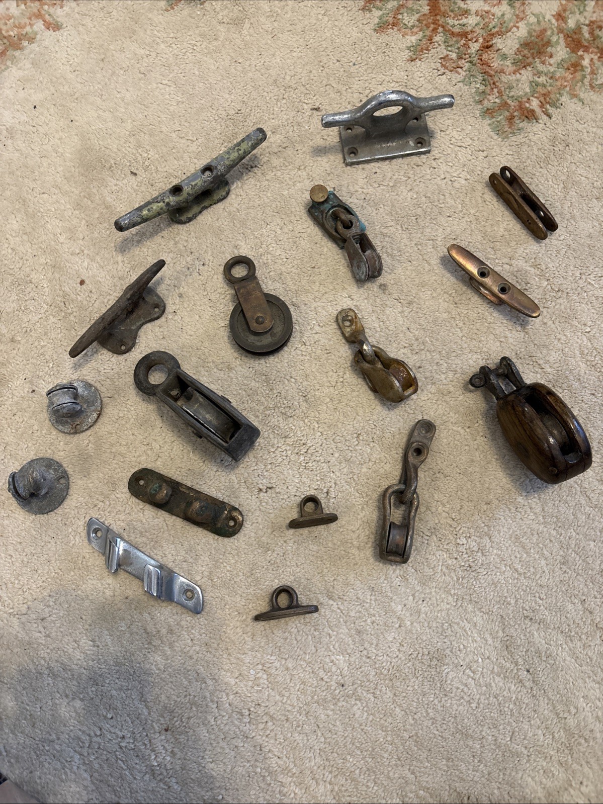 Vintage Boat Hardware Sailboat Runabout Brass Boat Hdwr. 17 Pulleys Cleats Etc.