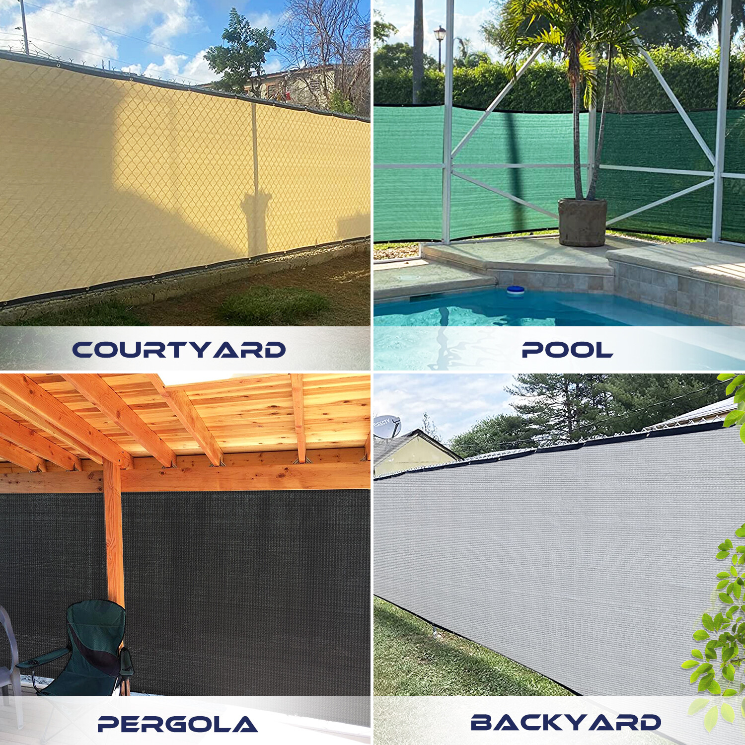 4' 5' 6' 8' tall Outdoor Fence Windscreen Privacy Screen Shade Cover Garden Pool