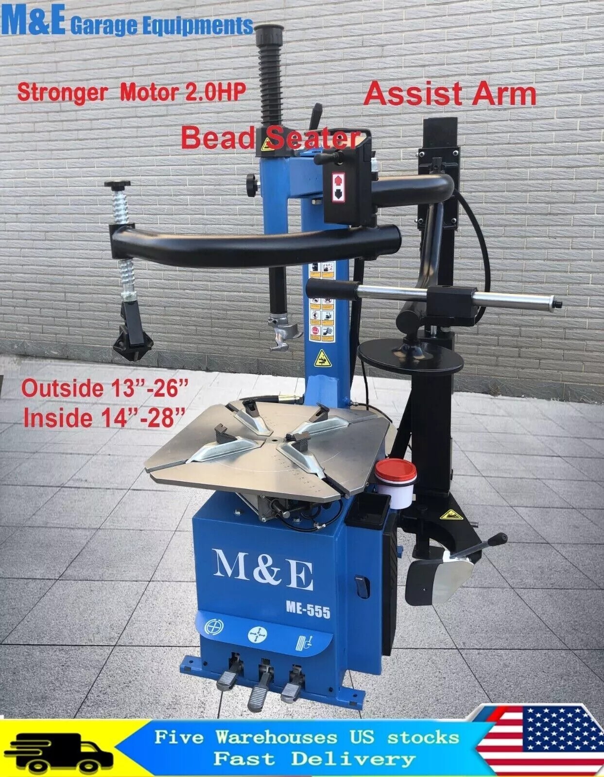 M&E Tire Changer Machine ME-T555 + Wheel Balancer ME-B620T Automotive Equipment