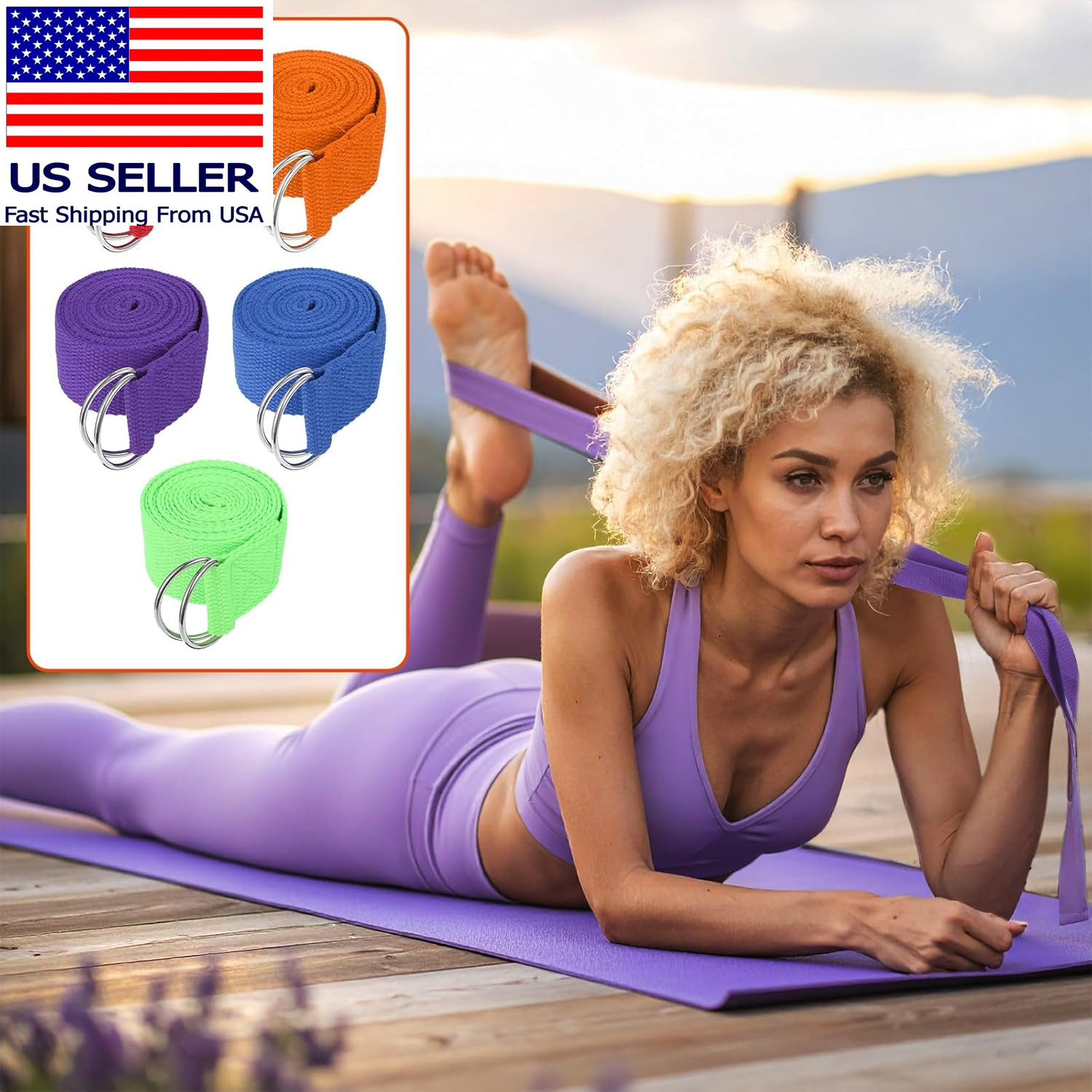 10 Pcs Yoga Strap for Stretching Bulk 6Ft Exercise Stretch Band with Metal D Rin