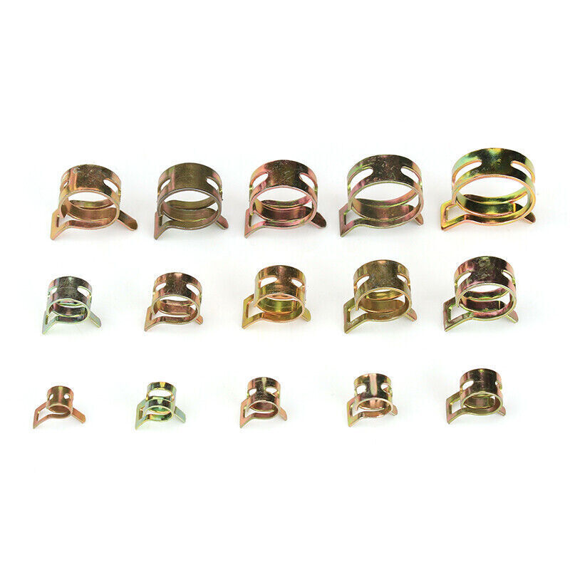 115pc Hose Spring Clamps Fastener Fuel Water Line Pipe Air Tube Clips Kit 6-22mm