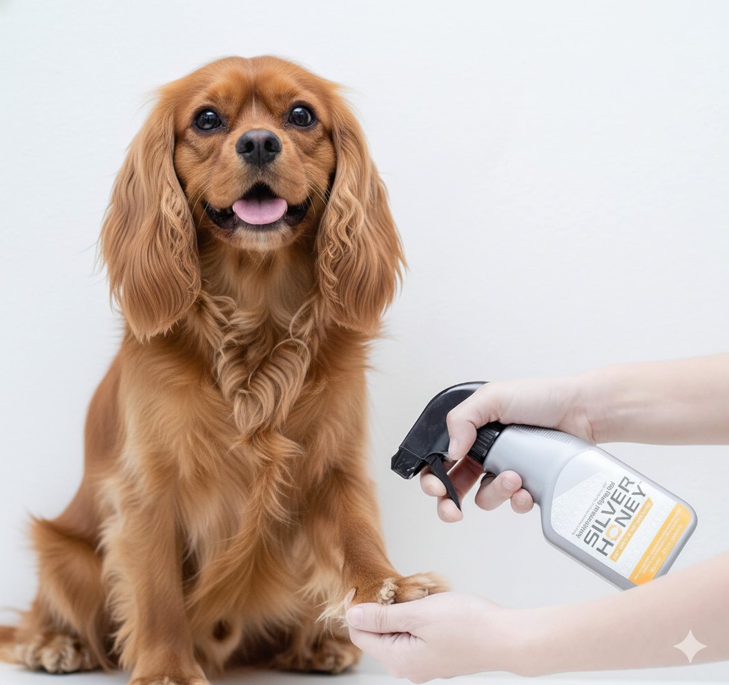 Silver Honey Spray Gel Dogs Cats Hot Spot Wound Care Antibiotic-Free 8 Oz.