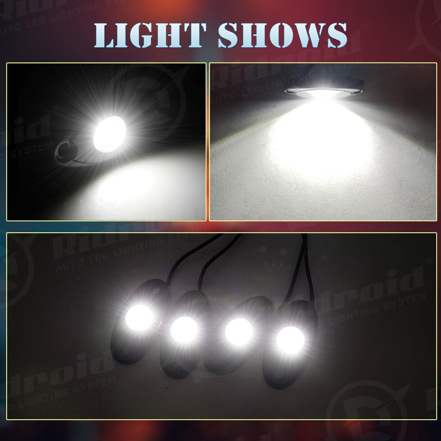 8X White LED Rock Lights Underbody Trail Rig Glow Lamp Offroad SUV Pickup Truck