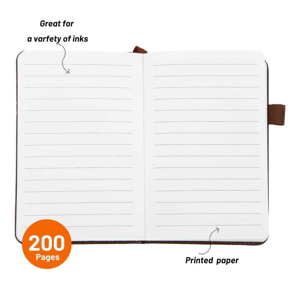 Small Pocket Notebook, Leather Journal Mini (Brown)