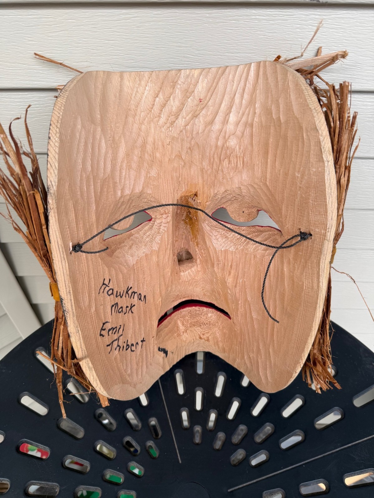 Northwest Coast Native Art Huge Hawkman Mask with abalone eyes