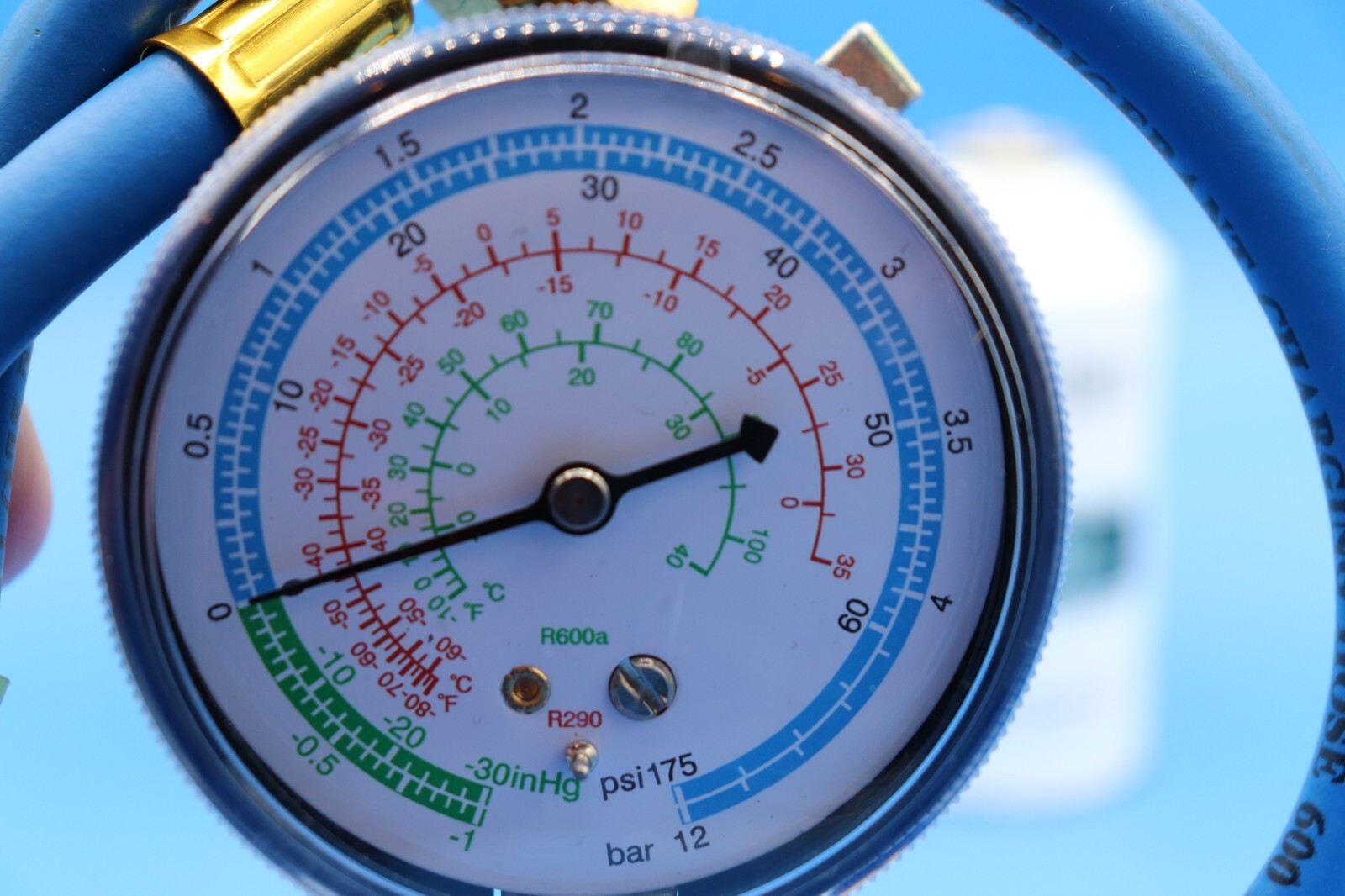 r600a, R-600a Refrigerant, Enviro-Safe R-600a 6 oz can with gauge kit #8055