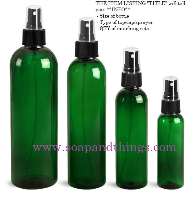 4 oz Green Bullet PET Plastic Bottle with Sprayer Caps, 12 Sets