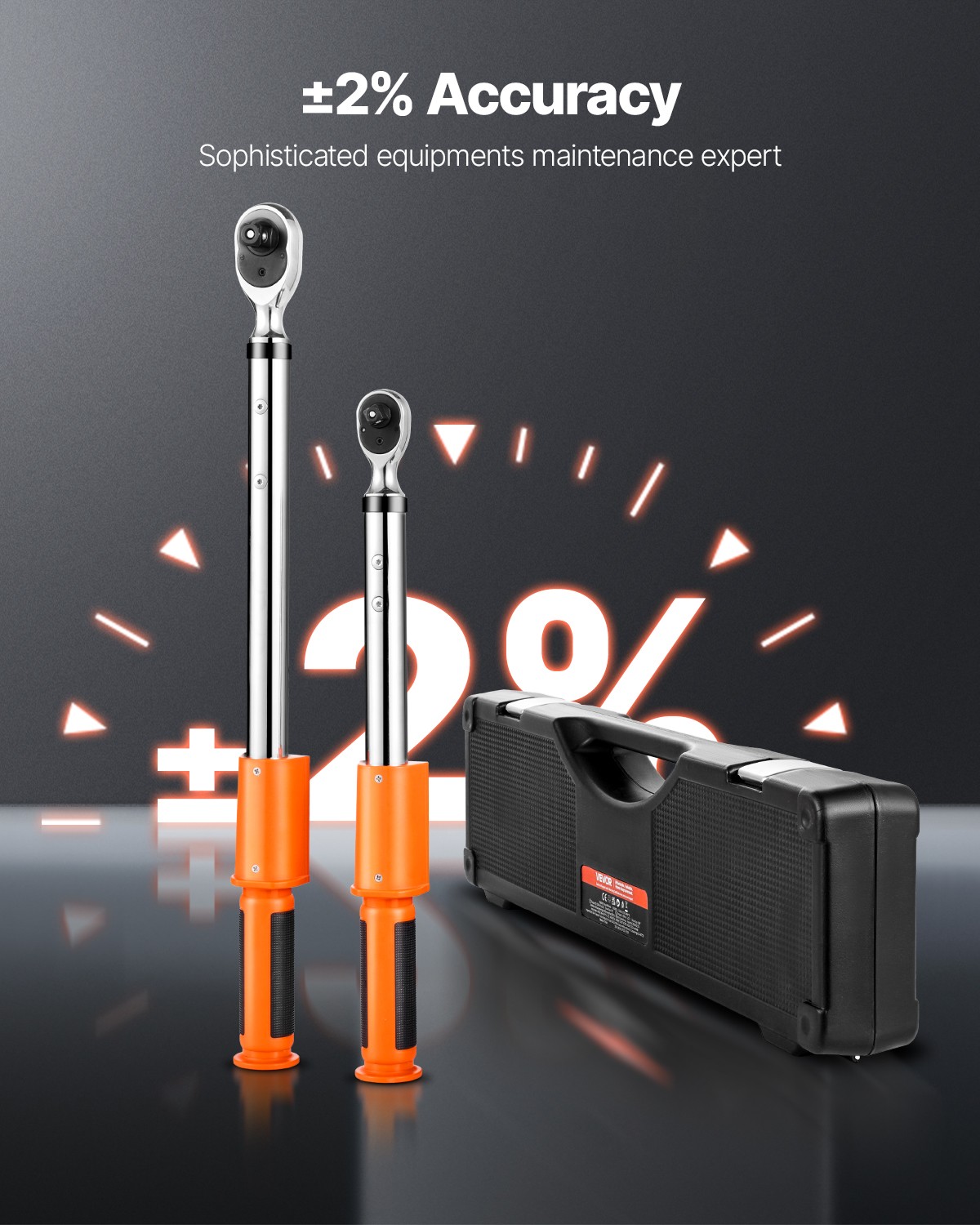 VEVOR Digital Torque Wrench Set 2Pieces 1/2 3/8 In Drive 72-Tooth Electronic LED