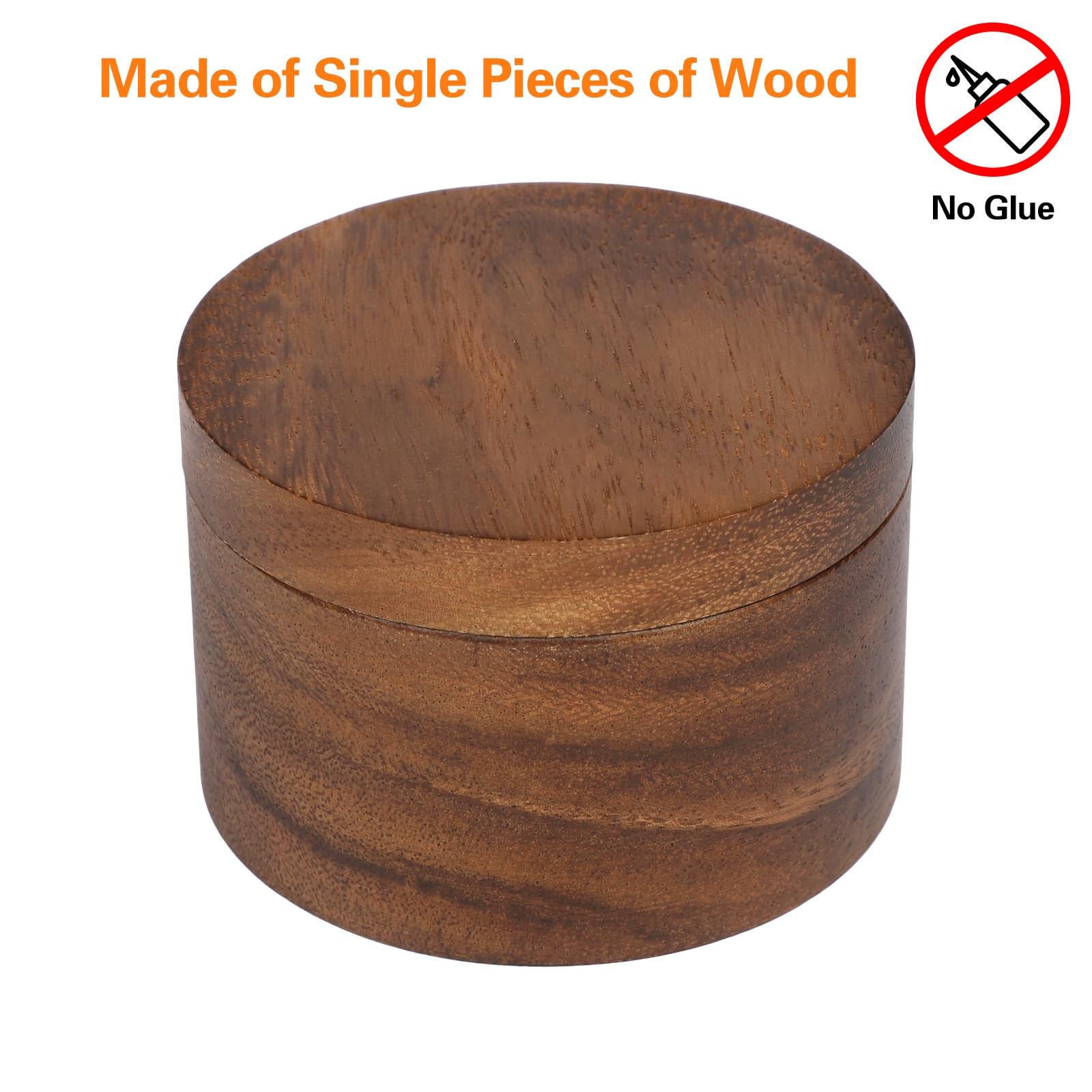 Acacia Wood Salt Cellar set Kitchen Spice Bowl with Lid Natural