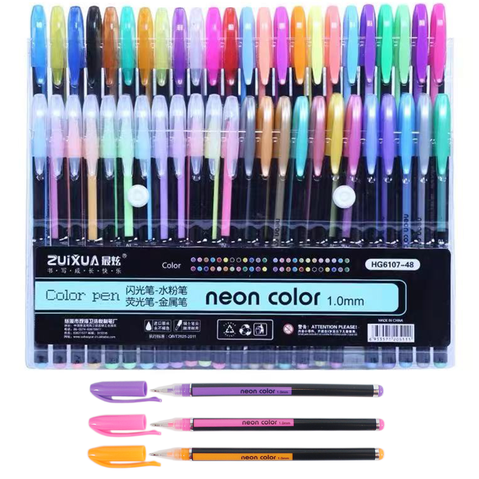 48 Unique Colors (No Duplicates) Gel Pens Gel Pen Set for Adult Coloring Book