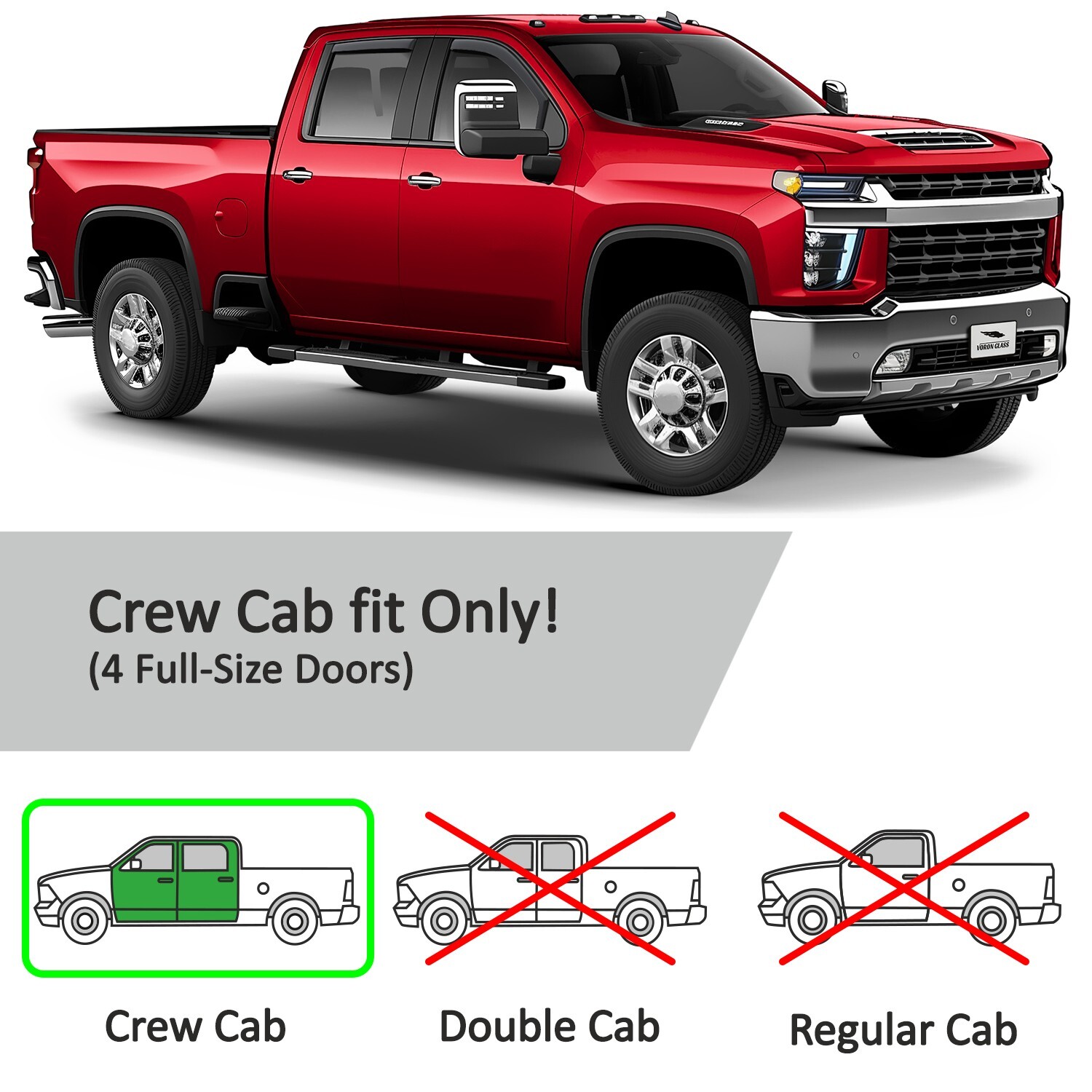 Rain Visors Wind Rain Guards for 2020-2025 Chevy Silverado Crew Cab 2500/3500