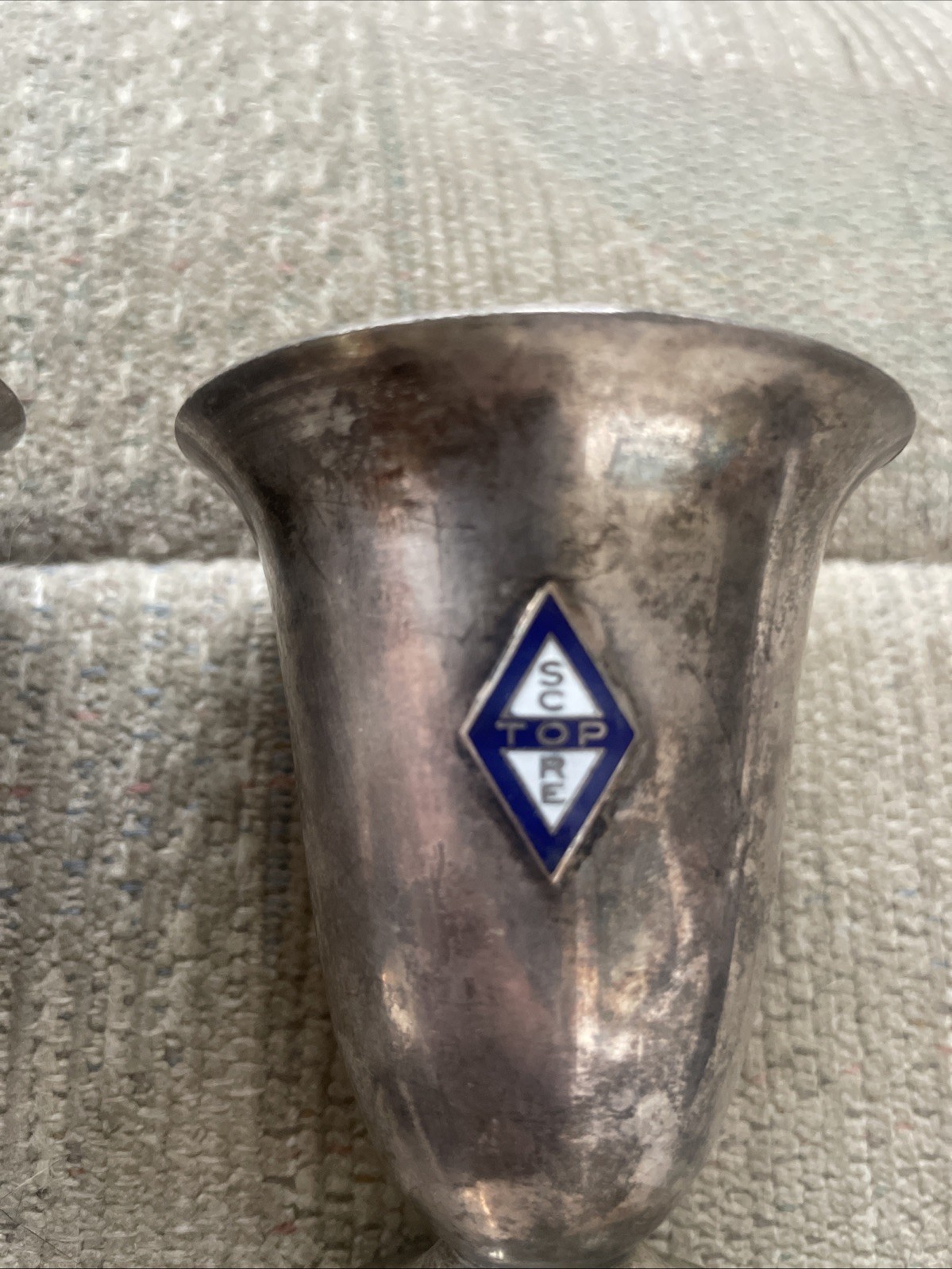 3 NJ Bridge League Club TOP SCORE Vintage Award Trophy Cups 2 GLN Silverplate 4”