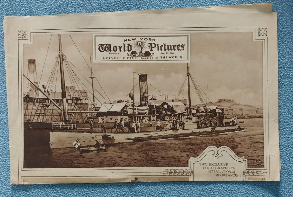 1/27/1918 NEW YORK WORLD PICTURE SECTION WW1 German Uboat & "Catalonia" of Spain