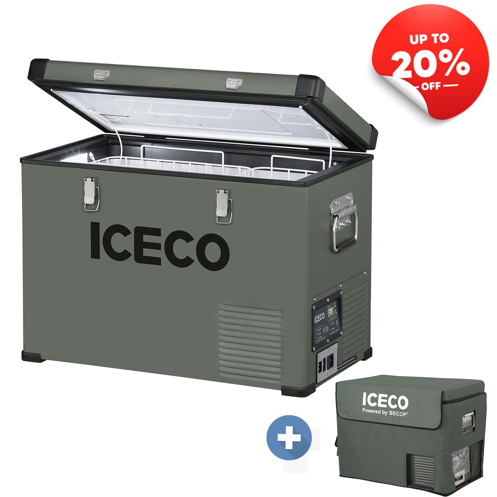 ICECO VL45 47QT Portable Freezer Fridge 12V Cooler Car Camping Truck With Cover