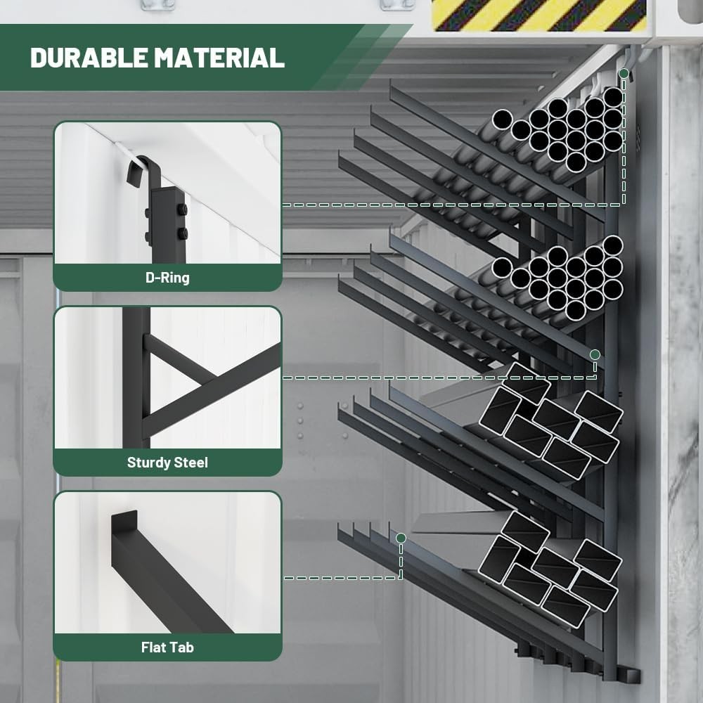 4 Pack Shipping Container Pipe Rack 4 Tier 64"H Steel No-Drill Shelving Brackets