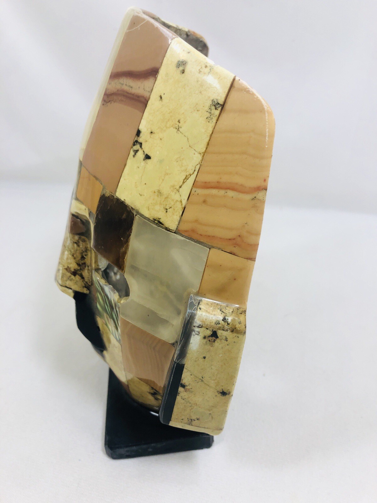 Mexican Mayan Aztec Ceremonial Burial Mask Mother Of Pearl Mosaic Sculpture