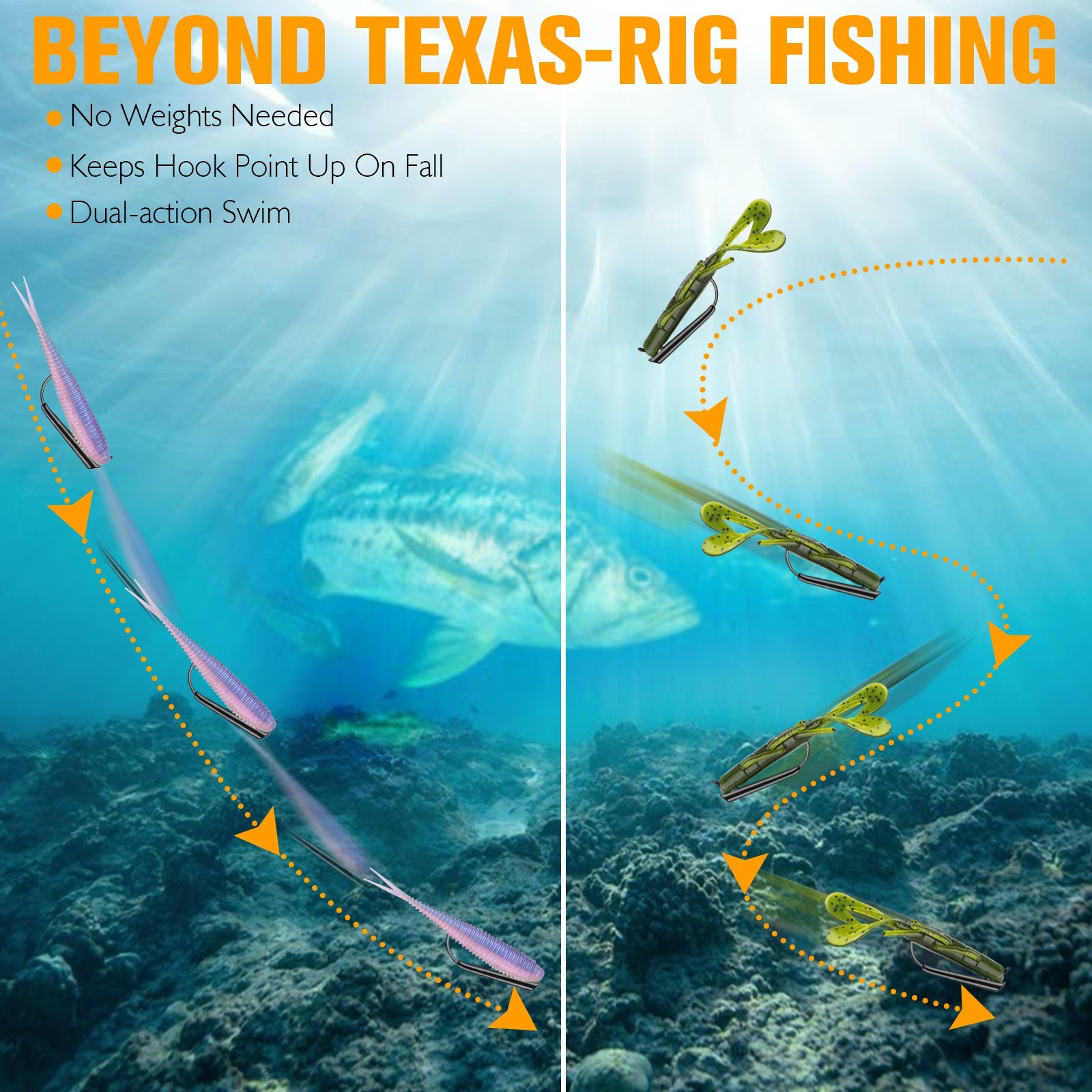 12PCS Dovesun Ozark Rig 3/8oz Hooks Saltwater & Freshwater Bass Rig Fishing Hook