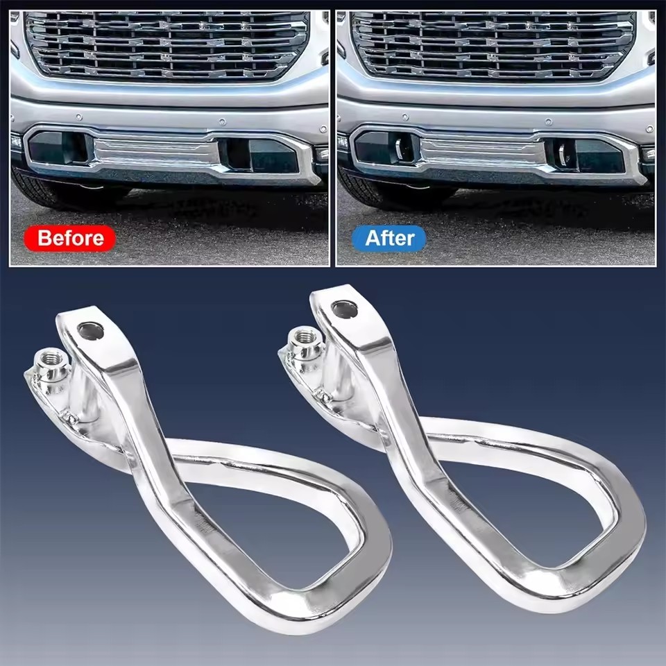 Front Chrome Tow Recovery Hooks w/ Bolts Fits GMC Sierra 1500 2019-2025 84195902