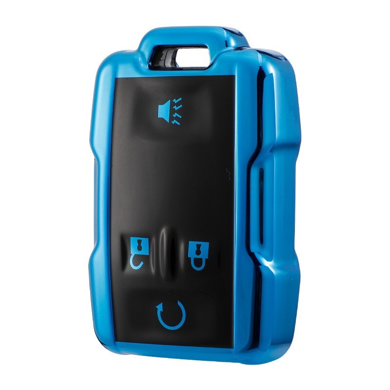 Remote Key Fob Cover Case Holder Chain for Chevrolet Suburban GMC Yukon 4 Button