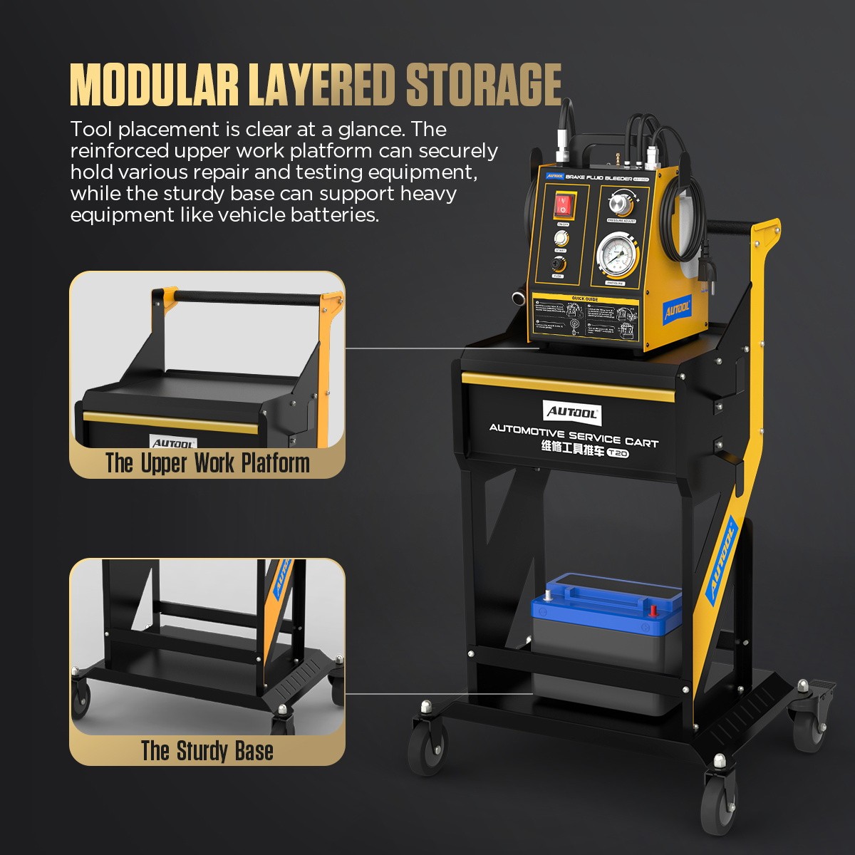 Rolling Tool Trolley Cart Storage Cabinet Car Diagnostic Service Workshop Garage