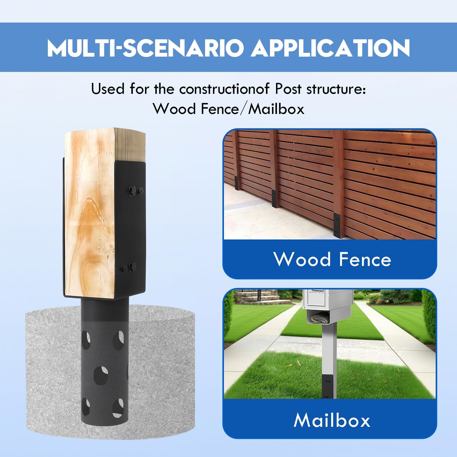 4x4 Concrete Post Base Holder,4 Pack,Heavy Duty U-Shape Metal Fence Post Bracket