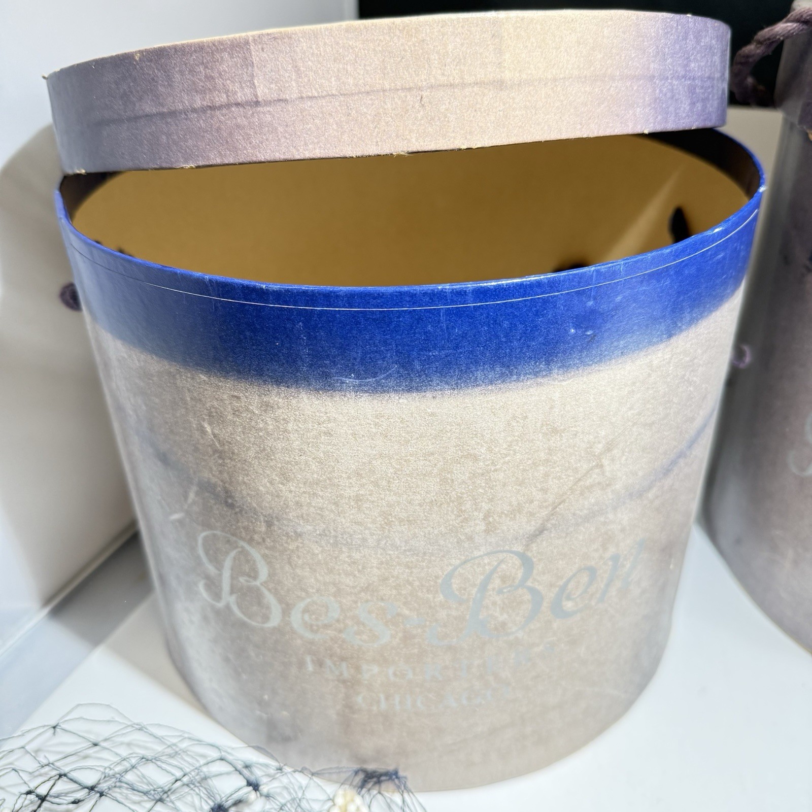 BES-BEN 1940s LOT Hat Original Box White Beaded Bows Job Lot for repair Vintage