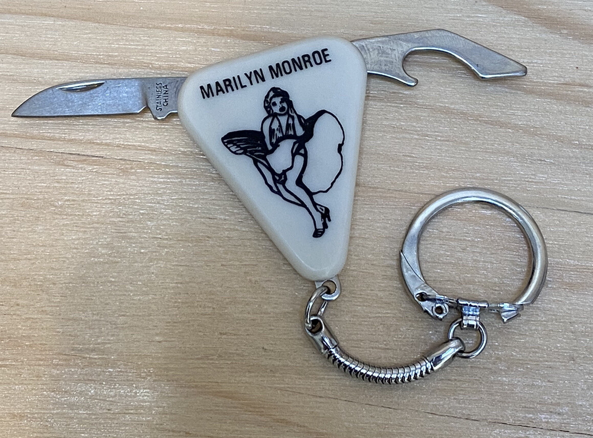 Vintage MARILYN MONROE Key Chain Two Blades Pocket Knife