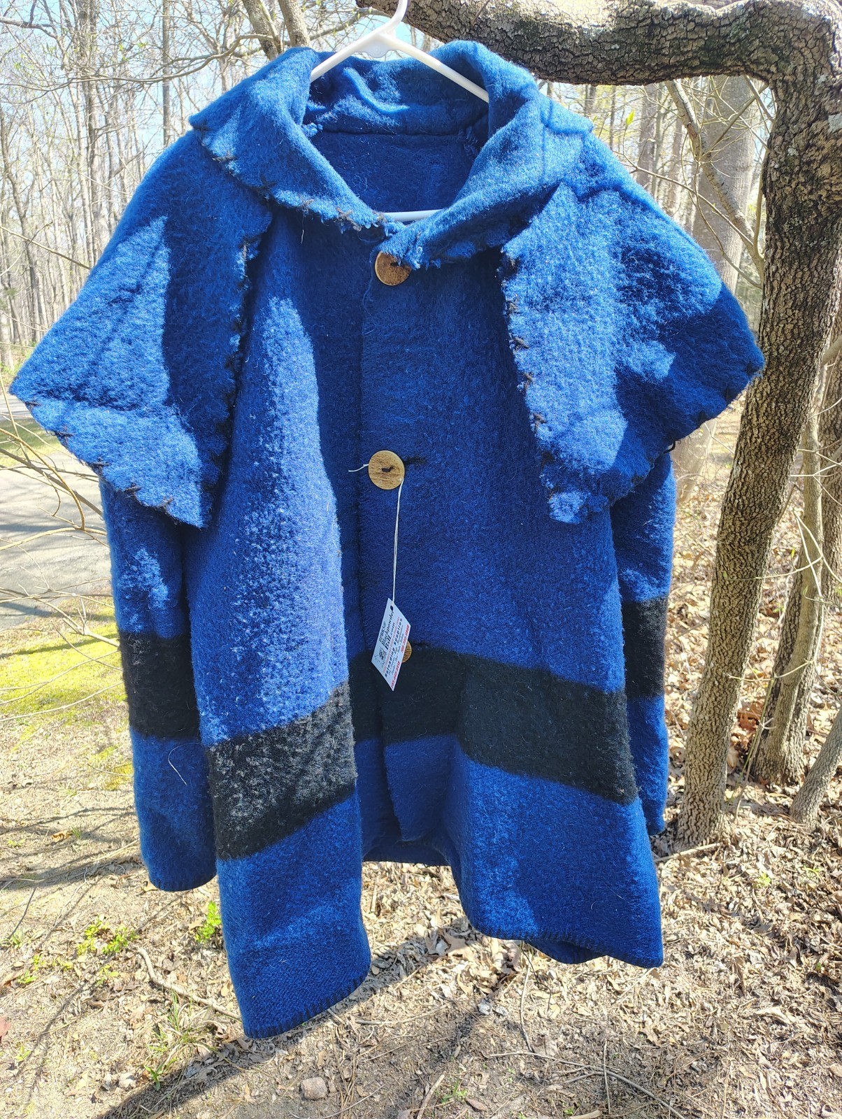 Rendezvous Blue Black Stripe Blanket Capote