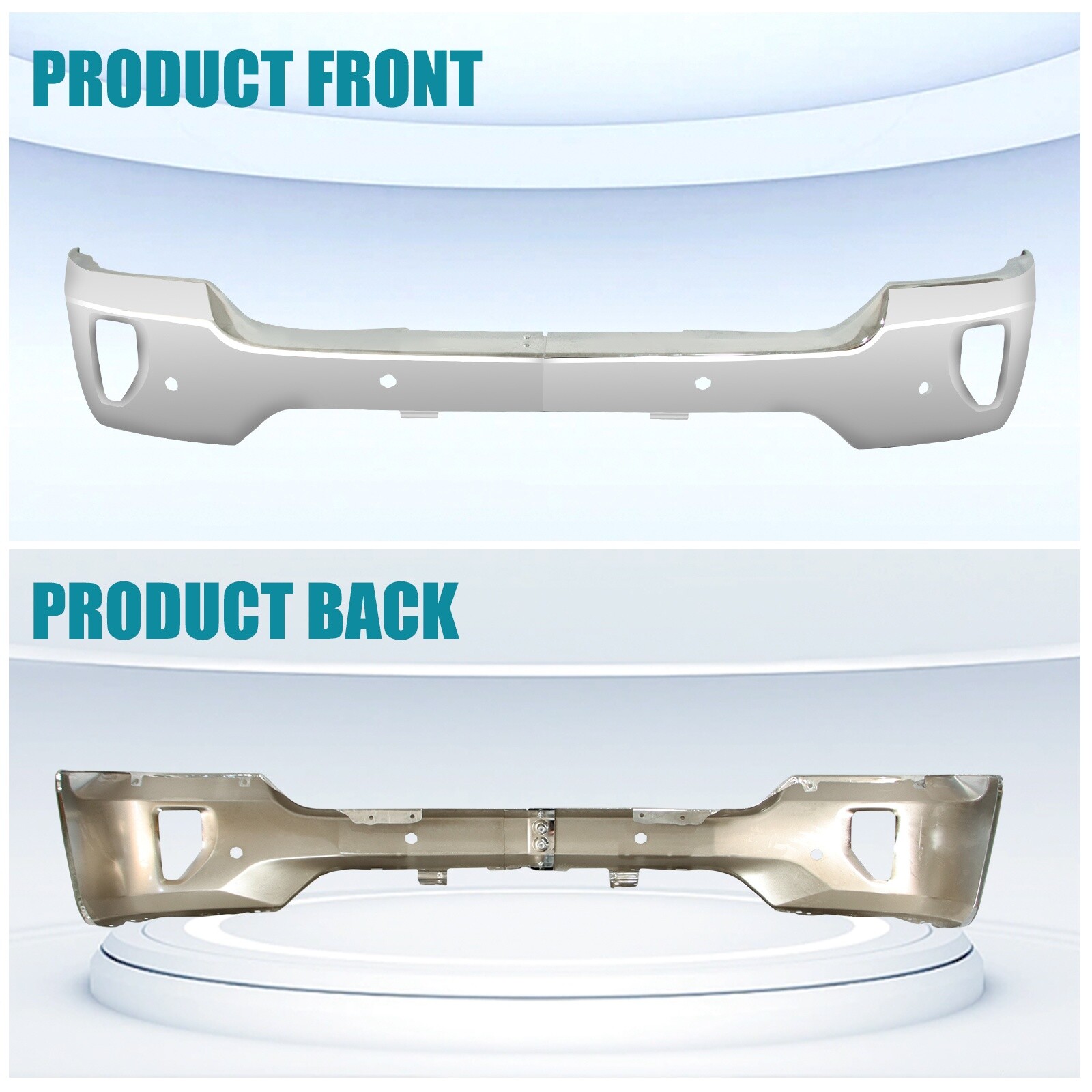 Chrome Steel Front Bumper For 2016-2018 Chevy Silverado 1500 w/Senser Holes