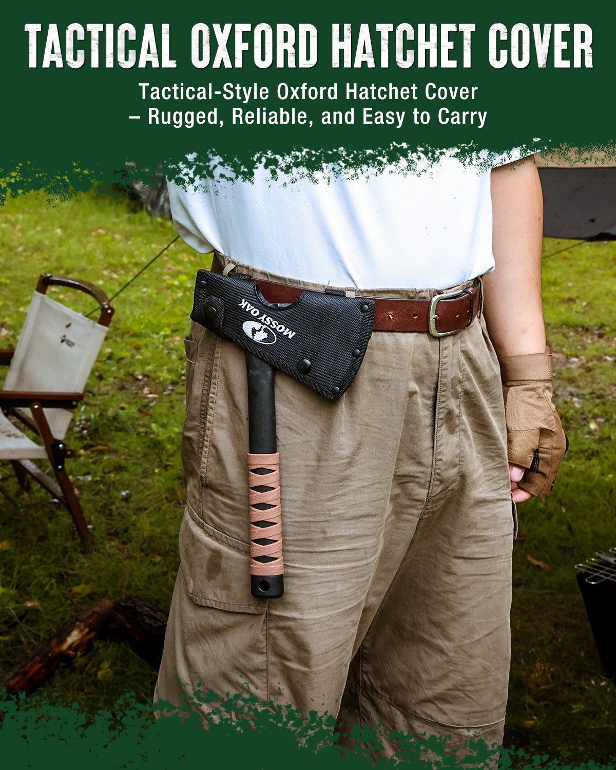 MOSSY OAK 12" Camping Axe and Survival Hatchet with Sheath Outdoor Multitool USA