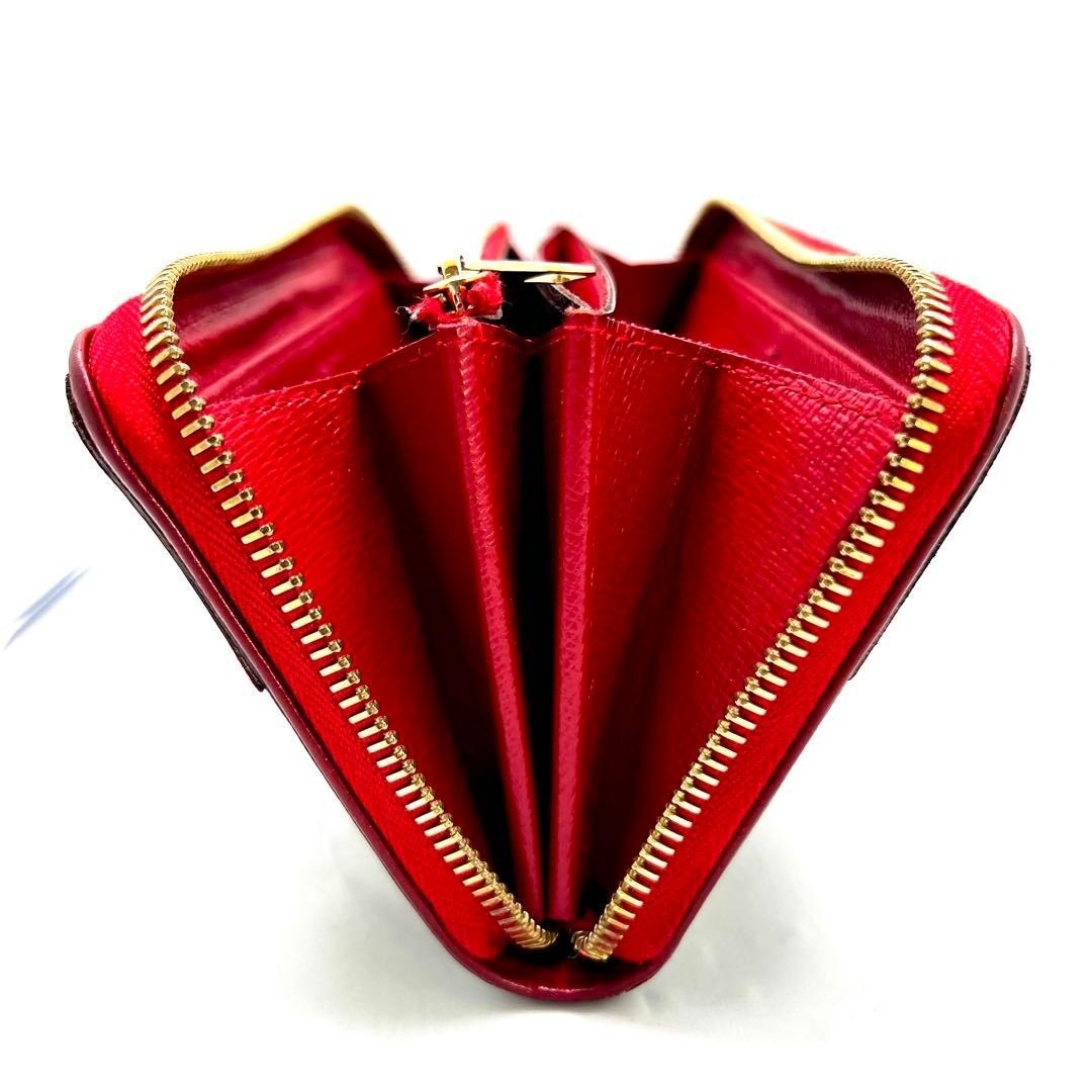LOUIS VUITTON Monogram Retiro Round Zip Long Wallet Cerise Brown M61854