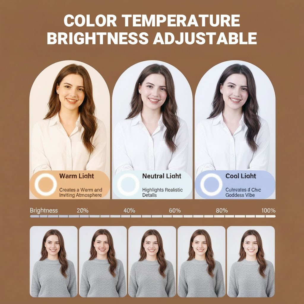 10-inch Ring Light LED Fill Light with Three Color temperatures for Live Video