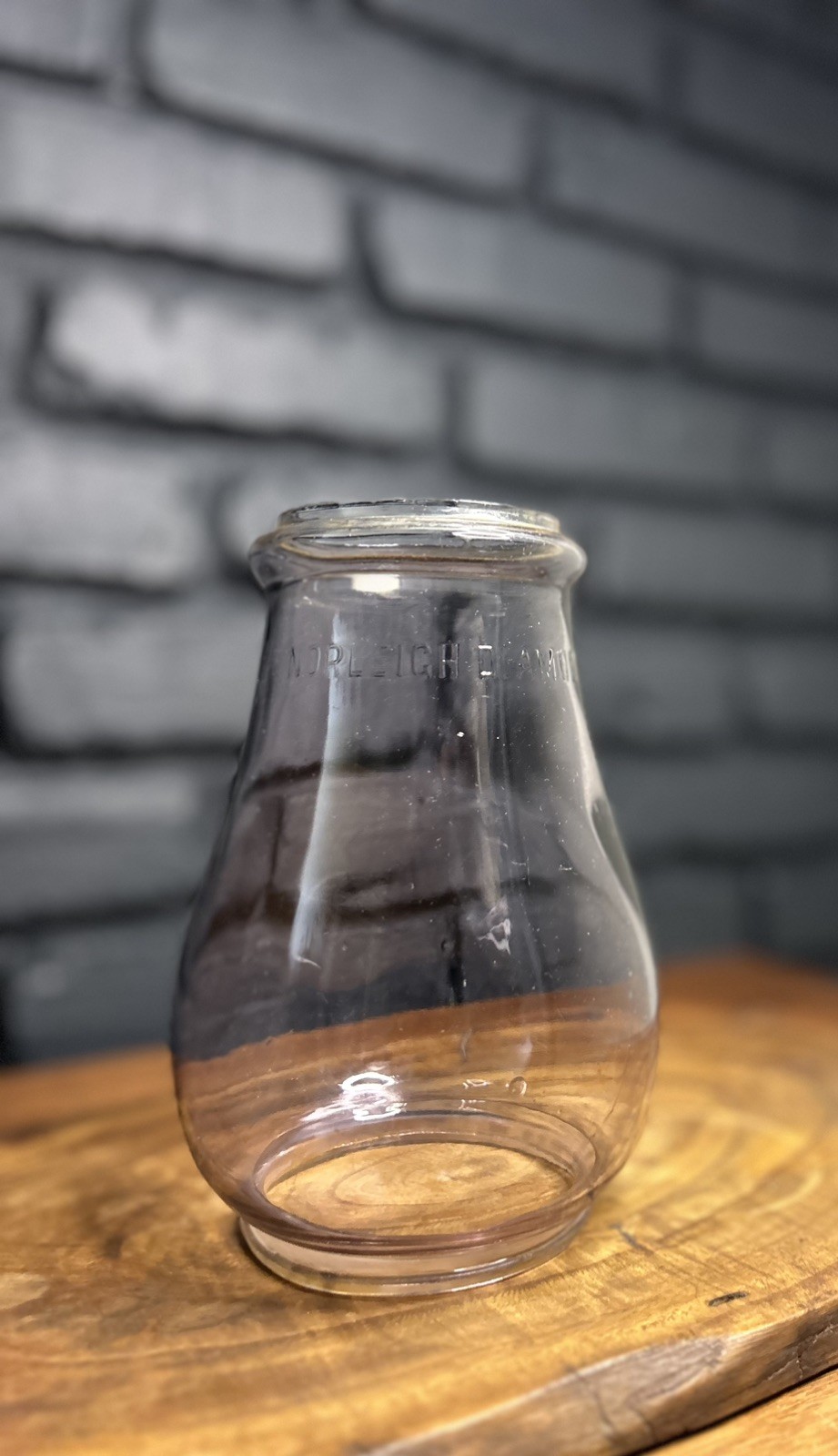 Rare Amethyst Toned Clear Embossed Norleigh Diamond 6.5” tubular lantern Globe