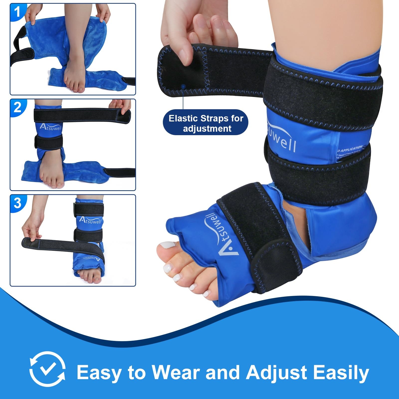 Reusable Ankle Ice Pack Wrap Blue 1 Pcs for Cold Therapy