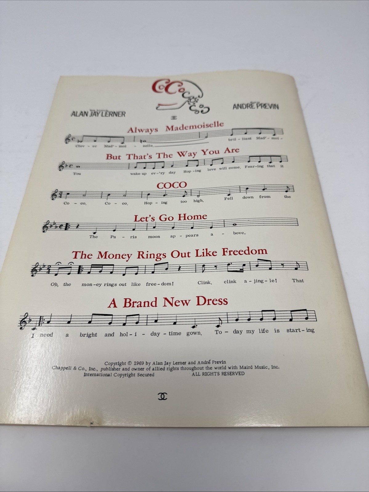 Vintage COCO Vocal Selections Sheet Music 1969 Broadway Previn First Performance