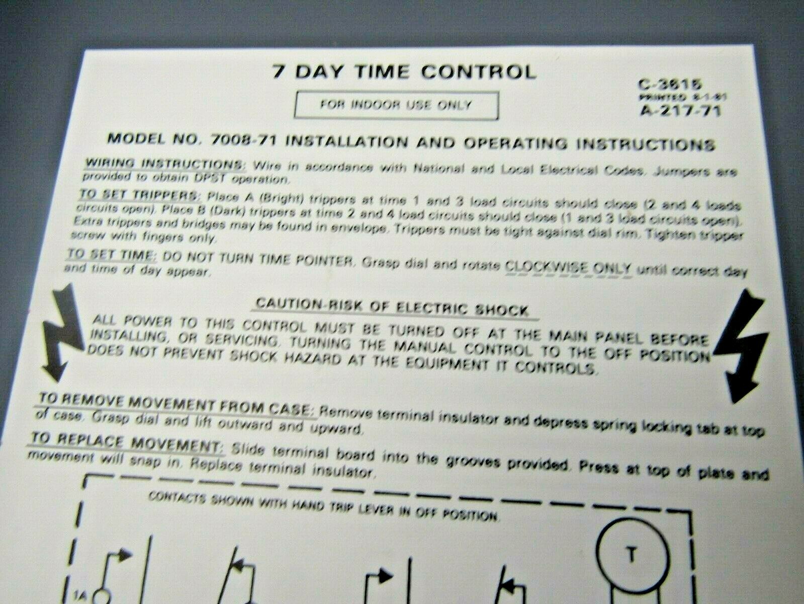 Paragon 7008-71 7-Day Time Control 4 Pole Single Throw 208/277Vac