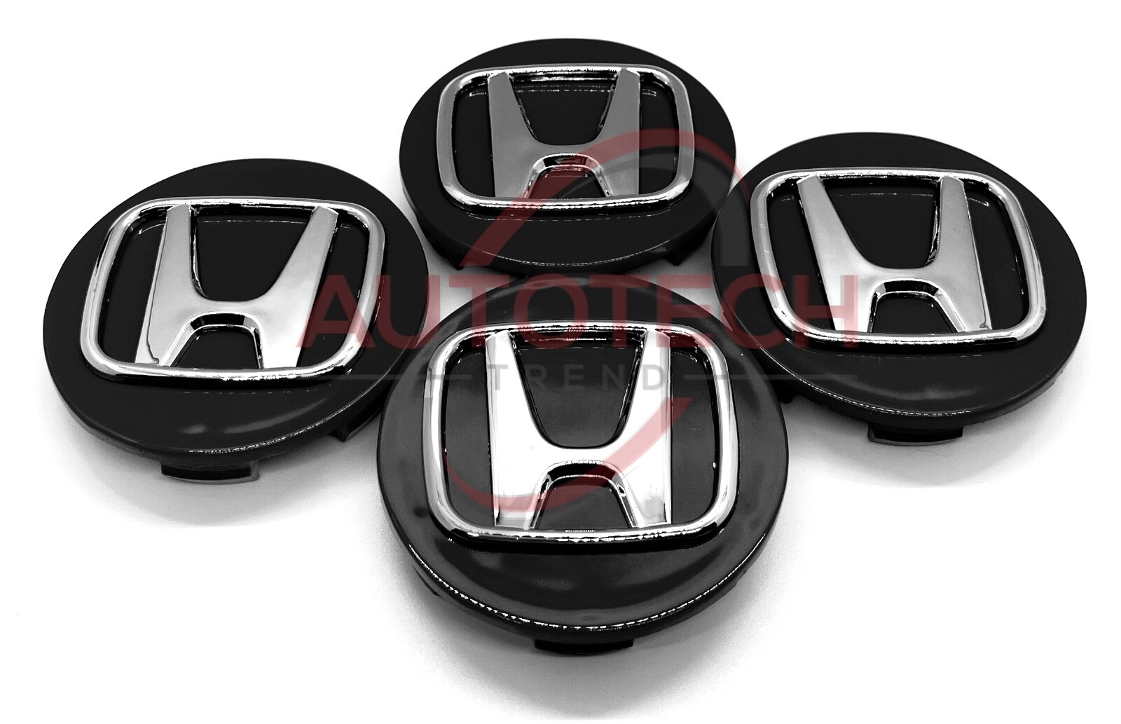 Black HONDA Set Of 4 Wheel Center Caps 69MM