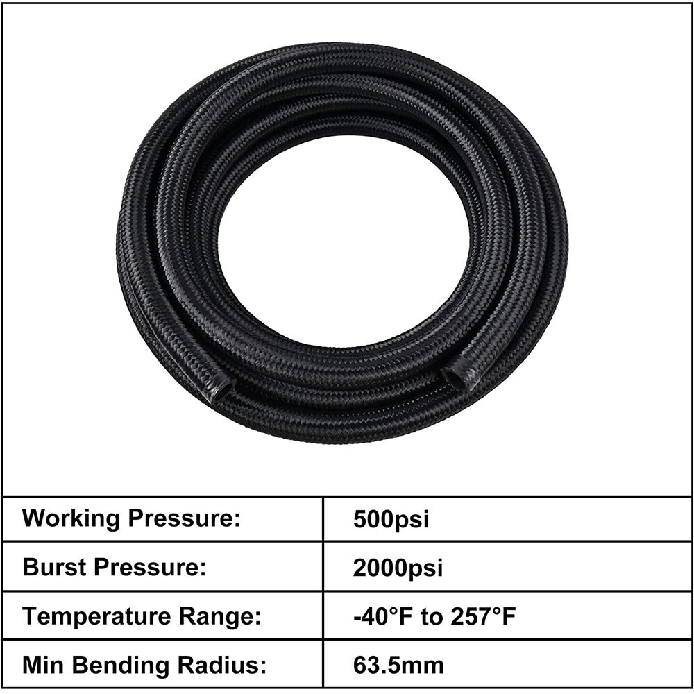 6AN 8AN 10AN 10-20FT CPE Braided Nylon Fuel Line Kit Hose end Fittings + Wrench